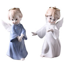 Europe Ceramic Little Angel Figurine Porcelain Miniature Doll Art Craft Home Decoration Accessories Birthday Gifts 2024 - buy cheap