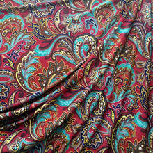 Beautiful Stretch Milk Silk Knited Cotton/Spandex Fabric Red Cashew phoenix feather Flower Print Fabric Diy Sewing Women Dress 2024 - buy cheap