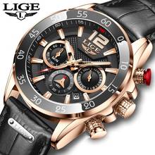 LIGE 2021 Chronograph Mens Watches Brand Luxury Casual Sports Date Quartz Leather Wristwatches Waterproof Men's Wrist watch Man 2024 - buy cheap