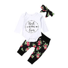 3Pcs Newborn Baby Girls Long Sleeve Rompers Floral Long Pants Headband Outfits Toddler Baby Girls Clothes Autumn Sets 0-24M 2024 - buy cheap