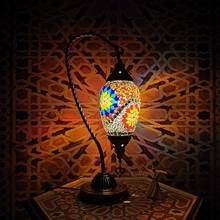 New Turkish mosaic swan table Lamp vintage art deco Handcrafted lamparas de mesa mosaicos Glass romantic bed light lamparas con 2024 - buy cheap