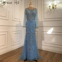 Serene Hill-Vestidos de Noche de lujo con tren desmontable para mujer, elegantes vestidos de sirena con cuentas, color azul musulmán, para fiesta, BLA70786, 2020 2024 - compra barato