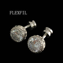 FLEXFIL-gemelos de camisa de lujo para hombre, gemelos de marca con botones, joyas de boda de cristal de alta calidad 2024 - compra barato
