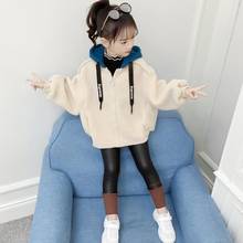 Winter Warm Girls Jackets Hooded Loose Casual Kids Short Coats Thick Woolen Cute Lovely Children Outwear Clothing 4-10 Years 2024 - buy cheap