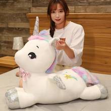 Cute Giant Unicorn Plush Toys Stuffed Animal Horse Pillow For Girl Sequin Horn Soft Doll Toy Home Bed Decor Lover Birthday Gift 2024 - buy cheap