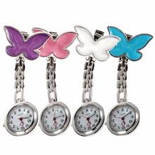 Reloj de bolsillo médico para mujer, accesorio de pulsera de cuarzo con colgante de Clip, 4 colores, con forma de mariposa 2024 - compra barato
