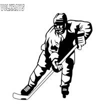 Volkrays Interesting Car Sticker Hockey Player Silhouette Accessories Reflective Waterproof Cover Scratches PVC Decal,12cm*10cm 2024 - buy cheap