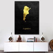 Classic Golden Map Art Argentina Canvas Painting Wall Art Picture Print Home Decoration Wall Poster Decoration Living Room 2024 - buy cheap