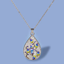 925 Silver Personalized Colored Leaf Enamel Pendant Necklace For Women Wedding Party Engagement Jewelry Gift 2024 - buy cheap