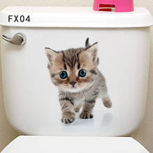 Cat Broke Hole Pattern Toilet Sticker Wc Wash Room Home Decoration Vivid 3d Wall Decals Pvc Animal Mural Art Stickers Poster NEW 2024 - buy cheap