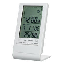 Termômetro higrômetro digital lcd, medidor de temperatura e umidade interna, relógio despertador, medidor, tela 2024 - compre barato