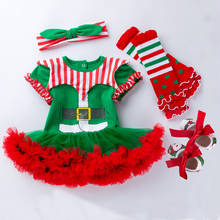 Conjuntos navideños de Papá Noel para bebé, Pelele de manga corta para bebé, vestido de encaje con tutú, diadema, trajes, conjuntos de moda para niñas 2024 - compra barato