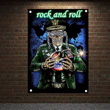 Cartaz de música de metal vintage banda de rock banners tapeçaria retro punk rock cartaz de música europeia e americana equipe estrela desenho bandeira 2024 - compre barato