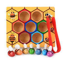 Children Wooden Beehive Games Intelligence Balance Training Toys Early Montessori Childhood Education Toy Clip Small Bee Toy 2024 - buy cheap