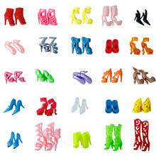 Sapatos de salto alto com sandálias coloridas, sapatos de moda casual com 12 estilos misturados, acessórios para boneca barbie, brinquedos para crianças 2024 - compre barato