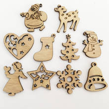50pcs Random Mixed Christmas Wooden Pendants Natural Retro Color Cartoon Wood Charms for Christmas Party Xmas Tree Ornaments 2024 - buy cheap
