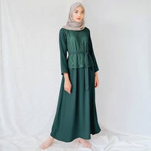 Кружева Siskakia, однотонные зеленые, мусульманские, 2020, платье средней длины в стиле пэчворк, арабские, турецкие, платья Хиджаб, с поясом, для осени, Исламская одежда для женщин 2024 - купить недорого