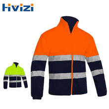 Reflective Two Tone Jacket Men Polar Fleece Jacket Winter Safety Jacket with hi vis Reflective Stripes Security Coat Orange 2024 - buy cheap