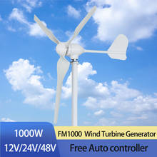 Turbina eólica de 12v, 24v e 48v, energia 1000w, gerador de energia eólica com controle dc grátis 2024 - compre barato