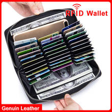 DIENQI Genuine Leather Rfid Business Credit Card Holder Wallet Passport Cover Men Women Big Cardholder Case Purse For Bank Cards 2024 - buy cheap