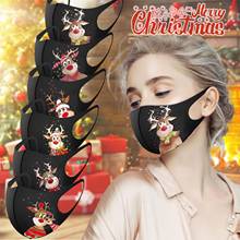 Mascarilla facial con estampado de Navidad para adultos, máscara protectora para el sol, lavable, de seda de hielo, negra, Multicolor 2024 - compra barato