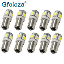 Gfoloza T11 BA9S Turn Signal License Plate Bulb 5050 5SMD LED White Lights Car Light Source DC12V Lamp T4W 3886X H6W 363 10pcs 2024 - купить недорого