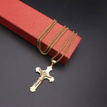 New Arrival Women's Cross Necklace 60CM Chain Stainless Steel Gold Jesus Cross Necklace Mens Cross Necklace For women Jewelry 2024 - buy cheap