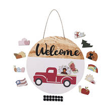 Welcome Door Sign Car Day Wreaths Heart Shaped Hanging Wreath Creative Wall Window Garland Home Decoration Pendant Christmas 2024 - buy cheap