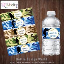 20 Rikivity Camouflage Water Bottle Wine Beer Labels Military Waterproof Candy Bar Wrapper Birthday Baby Shower Christmas Decor 2024 - buy cheap