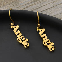 Personalized Vertical Name Earrings Dangle Name Earrings Custom Name Drop Earrings for Women Stainless Steel Bohemian Jewelry 2024 - buy cheap