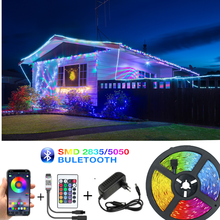 Светодиодные ленты Bluetooth RGB 5050 SMD 2835 гибкий в полоску, украшен бантиком из ленты, DC 12V 7,5, 10 м, 15 м, 20 м Гибкие светодиодные ленты диод дистанционного Управление + адаптер 2024 - купить недорого