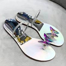 Crystal Butterfly Slides Women Summer Beach Flip Flops Fashion Shoes Narrow Bands Ladies Chic Luxury Brand Shoes Woman Slippers 2024 - buy cheap