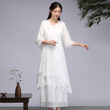 Traditional Chinese Style Clothing Women Yoga Set Linen Loose Sweatshirt+Pant Female Meditation Tai Chi Set Cheongsam Suit T2499 2024 - buy cheap