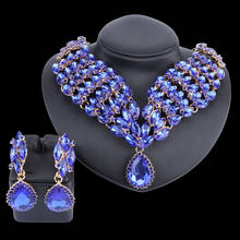 Conjunto de joyas de cristal de lujo para mujer, juego de collar y pendientes con colgante de gota de agua para fiesta, boda, novia, Nigeria, Dubái 2024 - compra barato