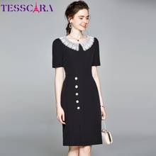 Tesscara-vestido lápis feminino, elegante, de alta qualidade, vintage, para festa, escritório, festa 2024 - compre barato