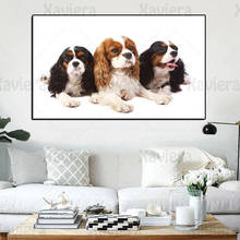 Póster de Animal de tres perros, King Charles Spaniel, lienzo de pintura artística para sala de estar, cabecera, comedor, decoración del hogar, imagen de pared divertida 2024 - compra barato