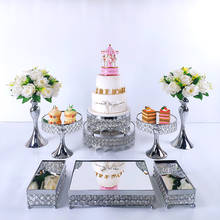 Suporte de bolo de metal prateado, 8 a 14 peças, redondo, festa de aniversário, sobremesa, pedestal, placa de exibição, decoração de casa 2024 - compre barato