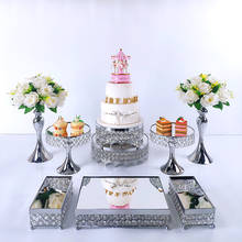 8-14pcs Silver Metal Cake Stand Round  Wedding Birthday Party Dessert Cupcake Pedestal Display Plate Home Decor 2024 - buy cheap