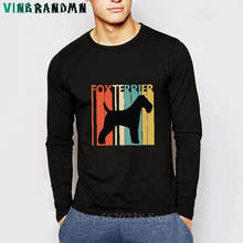 Camiseta con estampado de perro Fox Terrier Vintage de los años 1970 para hombre, camisa de manga larga con cuello redondo, diseño de perro Fox Terrier, ropa para hombre, envío directo 2024 - compra barato