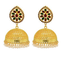 2021 Ins Indian Gold Jhumki Jhumka Handmade Pear Flower Nepal Buddha Piercing Bohemia Earrings Vintage Women Party Jewelry 2024 - buy cheap