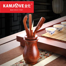[GRANDNESS] Kamjove Chinese Cha Dao Set 6 Pieces Round Rosewood Tea Tray Kung Fu Tea Accessories Tea Ceremony Utensils CHADAO 2024 - buy cheap