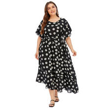 5XL Plus Size Summer Dress Women Short Sleeve Floral Print Ruffles Irregular Boho Beach Dresses Loose Oversize  Maxi Long Dress 2024 - buy cheap