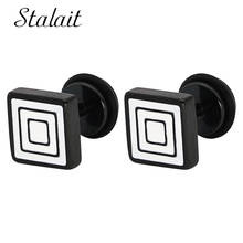 Round Zircon Shape Unisex Black Color Stainless Steel Square Earring For Women Men Punk Gothic Barbell Earring 2024 - buy cheap