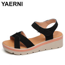 YAERNI  Leisure women suede sandals comfortable leather ladies walking shoes woman summer platform sandals thick soles Sandalias 2024 - buy cheap