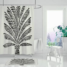 Cortina de ducha para baño, hermoso visillo vintage, flor tropical, hoja de palmera, árbol, flor de jungla, planta de cactus 2024 - compra barato