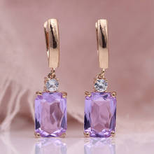 Luxury Purple Crystal Dangle Drop Earrings Colour Gems Zircon Bridal Earrings Blue Crystal Wedding Engagement Women Jewelry Gift 2024 - buy cheap
