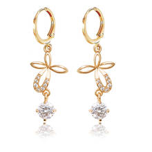 MxGxFam Gold Color Fashion Women's Drop Earrings Original Butterfly Shaped AAA+ Cubic Zircon 2024 - buy cheap