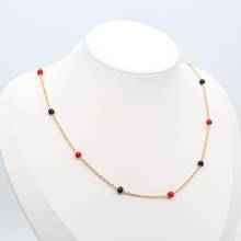 New Stainless Steel Link Cable Chain Necklace Acrylic Bead Gold At Random Color Trendy Women Men Jewelry Gifts 50cm Long, 1 PC 2024 - buy cheap