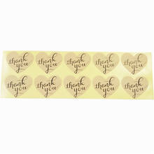 100pcs/lot Handwritten 'Thank You' Heart-shaped Sealing Sticker Kraft Paper Sticker For Handmade Gift Decoration Label Stickers 2024 - buy cheap