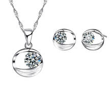 925 prata esterlina nova moda varejo zircônia cúbica conjuntos de jóias de casamento nupcial colar + brincos para mulher 2024 - compre barato
